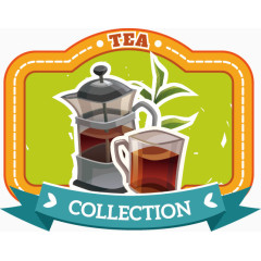 茶壶茶叶标贴矢量图