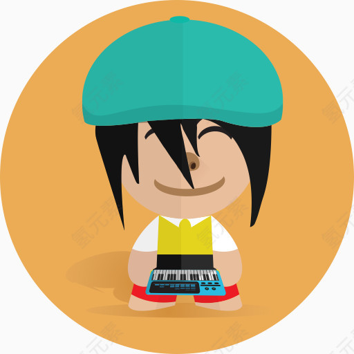 男孩卡通字符开朗孩子学校微笑男孩表达