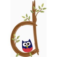 卡通猫头鹰英文字母D