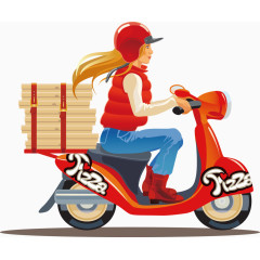 卡通快递员送货到家