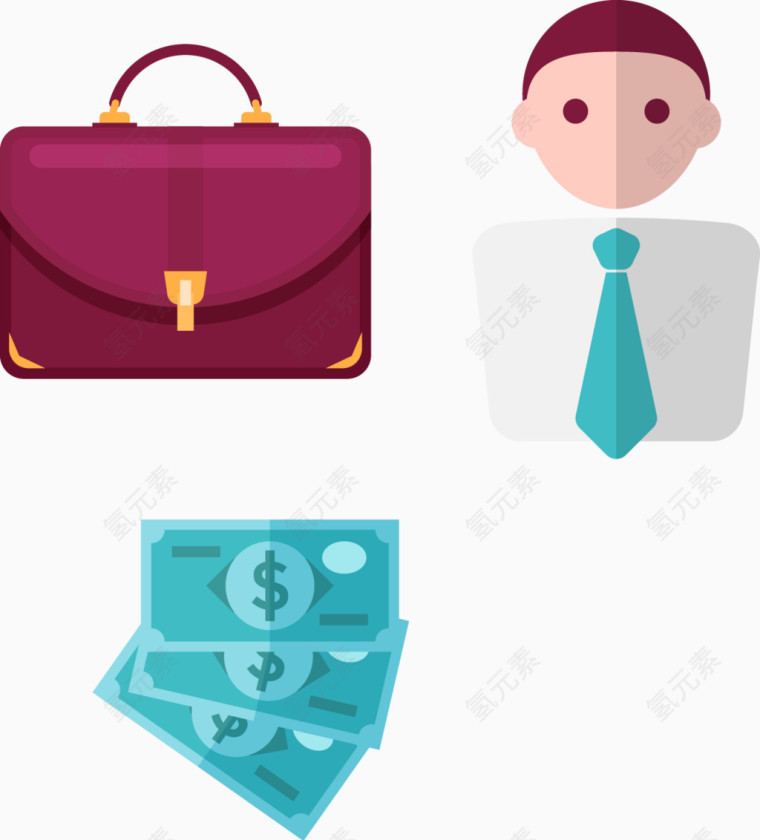 矢量手绘扁平办公人物