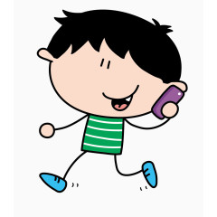 卡通手绘打电话的男孩 