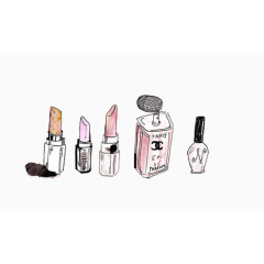 手绘插画化妆品