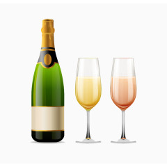 香槟酒与酒杯矢量素材