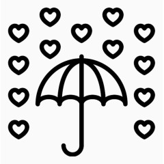 卡通爱心雨伞图标