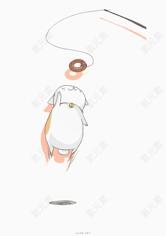 卡通逗猫棒插画