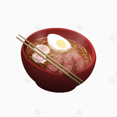 手绘日式拉面免抠素材