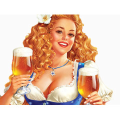拿啤酒的女孩插画