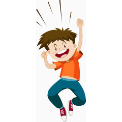 卡通开心的小男孩