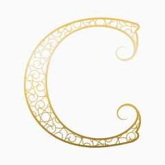 金色英文网状字母素材C