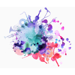 喷溅泼墨水墨水彩音乐