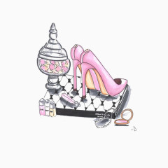 插画水彩高跟鞋