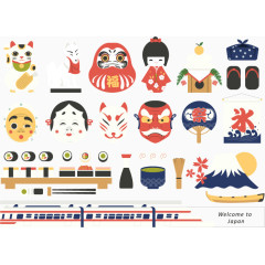 矢量日本面具动铁寿司等素材