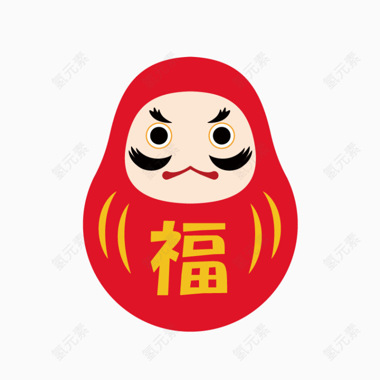 卡通红色不倒翁