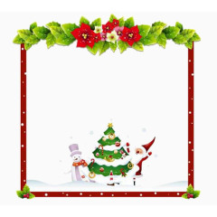 简约花草圣诞节边框