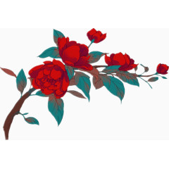 古风手绘红色花朵