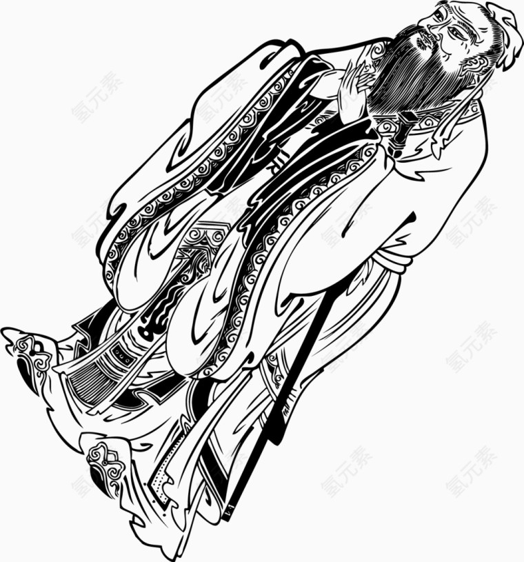 中国古代人物简易画装饰元素