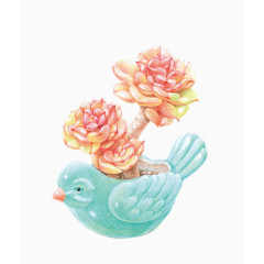 鲜艳多肉蓝色小鸟盆器装饰