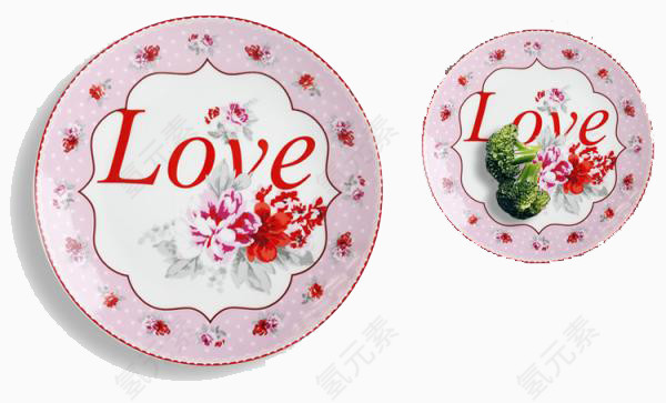 粉色牡丹love餐盘