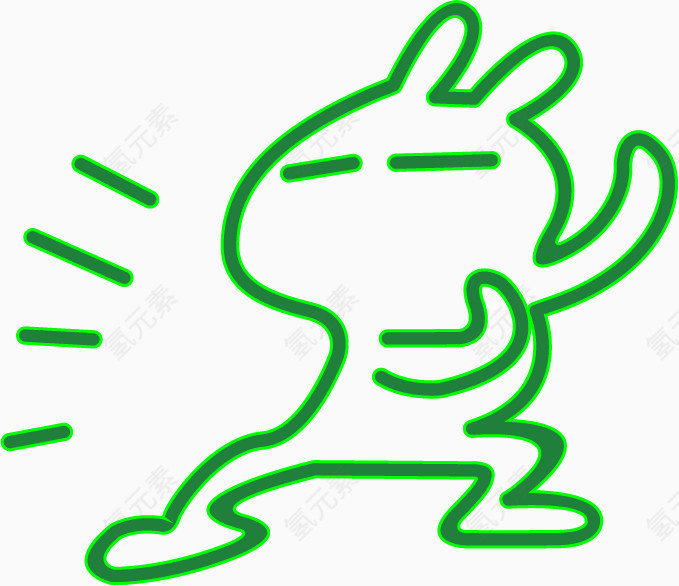 矢量手绘绿色兔斯基