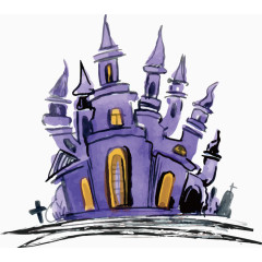 城堡水彩卡通手绘装饰元素