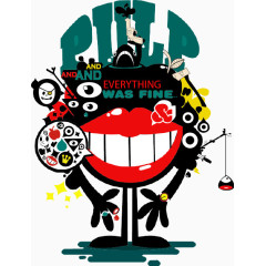 卡通手绘非主流嘴牙齿