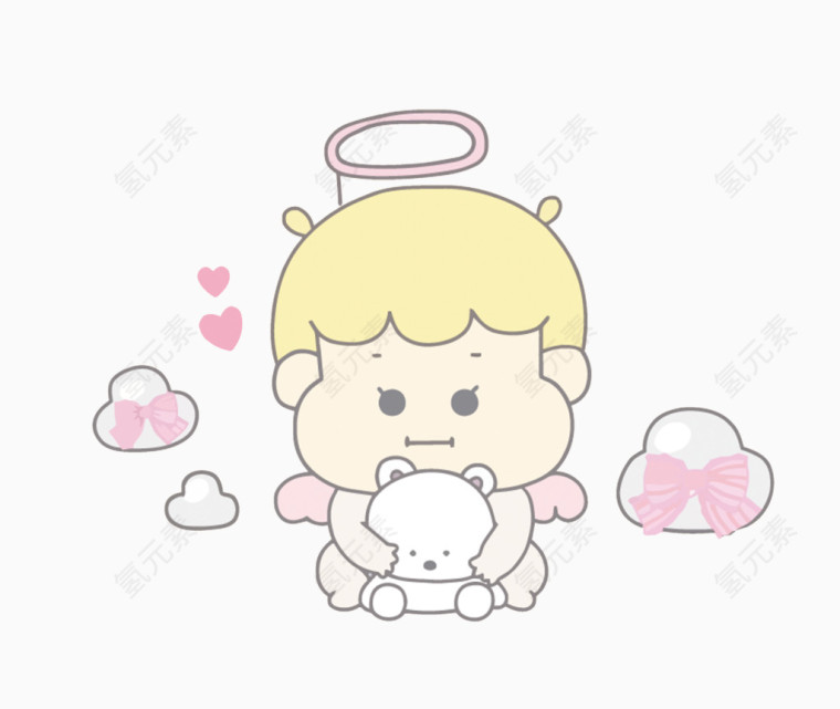 可爱小清新卡通手绘小天使背景模板