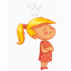 卡通手绘生气的女孩