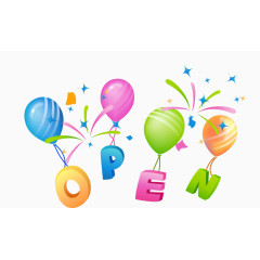 卡通精美开业open气球