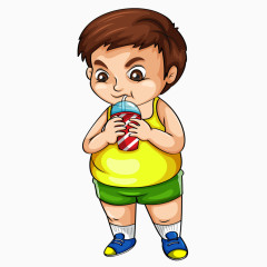 喝饮料的小胖墩