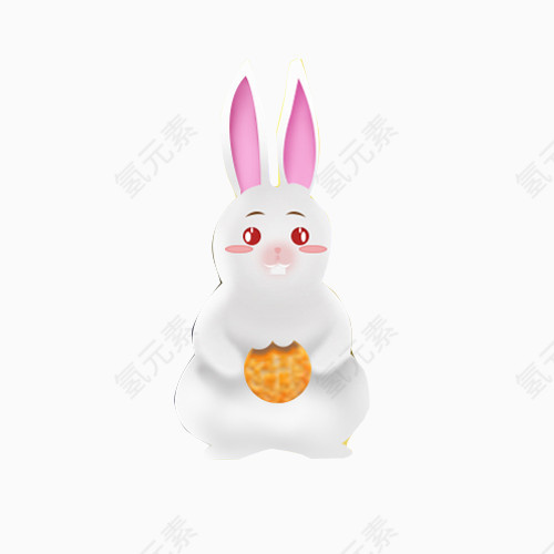 拿着月饼的小白兔
