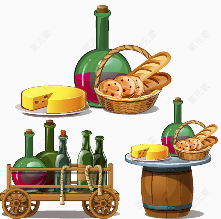 西方食物矢量素材