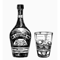 简笔画复古酒酒杯