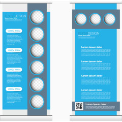 矢量蓝色立体圆环展架