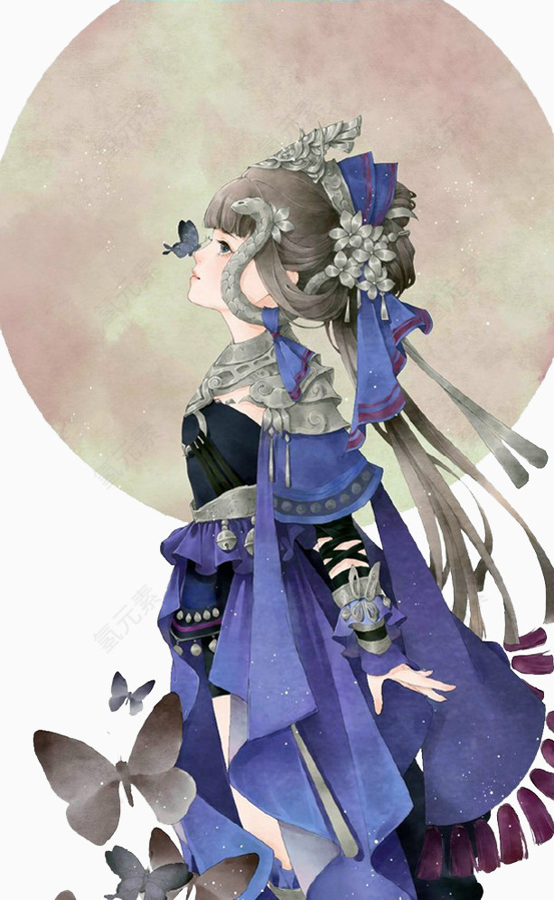 古代美女月亮