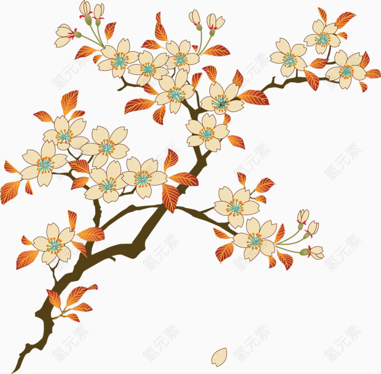 手绘花枝
