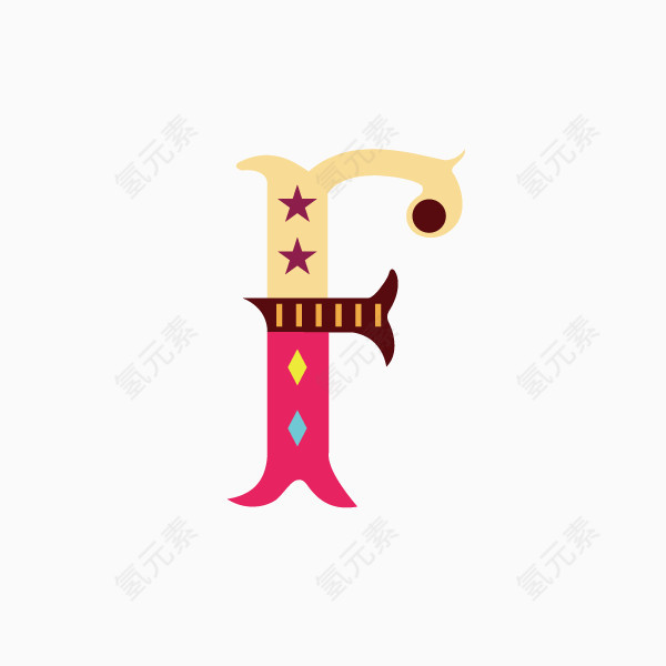 卡通字母 马戏团字母 字母F