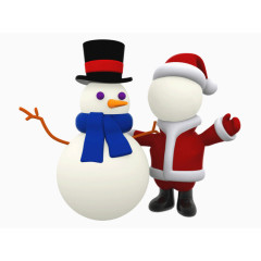 可爱雪人与3D小人