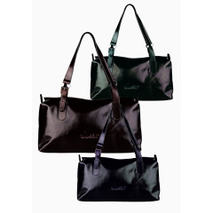 亮黑色女士窄带手提包