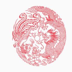 龙凤其祥新年剪纸
