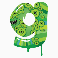 卡通手绘怪物字母g 