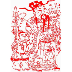 灶神剪纸画