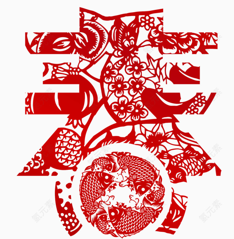 中国春节剪纸元素