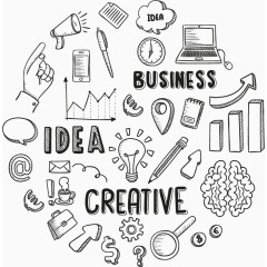 手绘职场办公灰白小图标