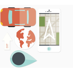 旅行元素水彩卡通手绘装饰元素