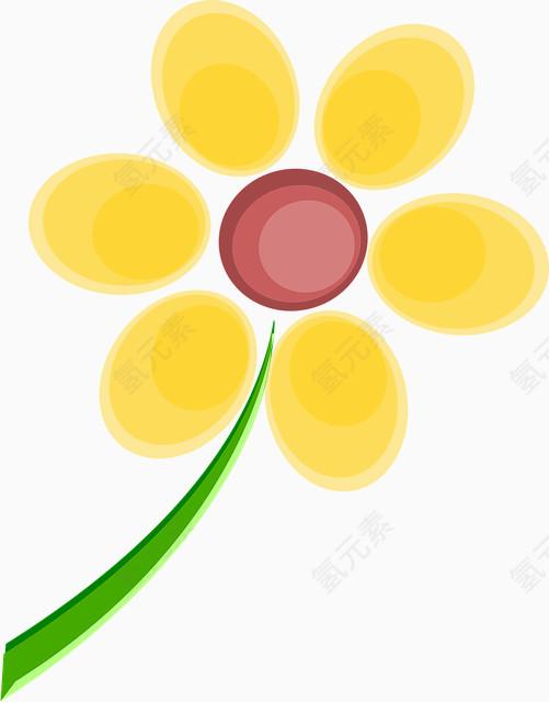 黄色可爱花朵手绘