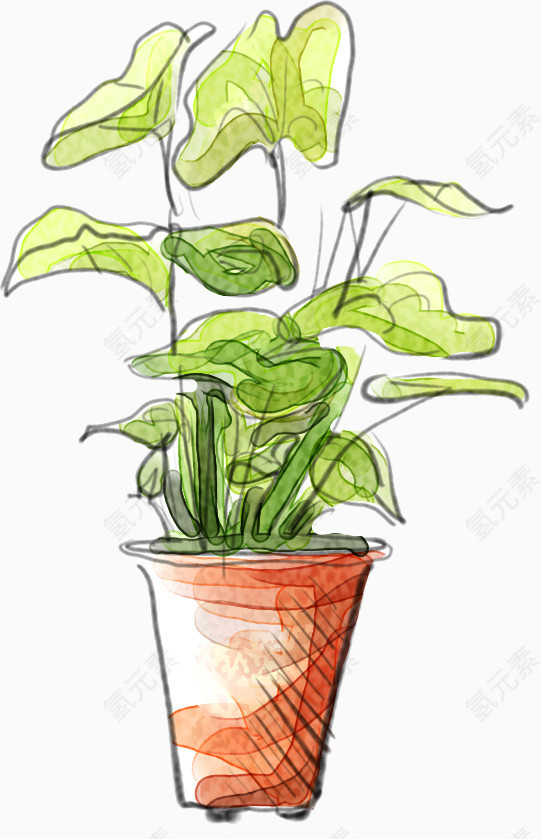 卡通盆栽植物治愈系