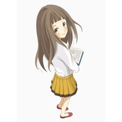 卡通女孩看书