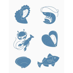 蓝色扁平海贝虾