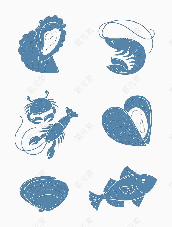 蓝色扁平海贝虾